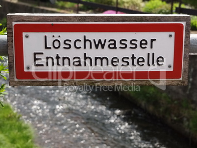 Schild Löschwasser Entnahmestelle / Sign extinguishing water int
