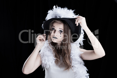 Halloween face art on black background