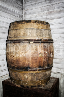old antique decorative wood whisky barrel