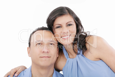 happy couple in their thirties smiling