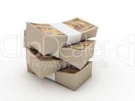 Stack of 10000 yen bills isolated on white background. High qual