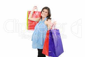 Happy pregnant woman with shopping bags