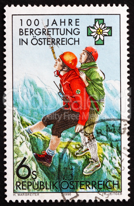 Postage stamp Austria 1996 Austrian Mountain Rescue Service