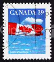 Postage stamp Canada 1987 Canadian Flag and Clouds