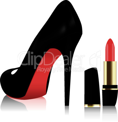 vector shoe and  lipstick
