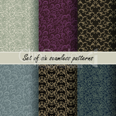 Set of six vector seamless patterns