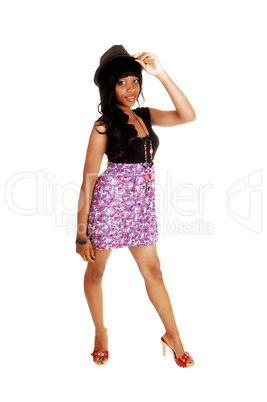 Black girl with hat.