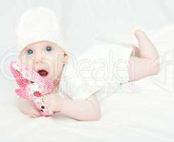 Baby Girl in Knitted Cap