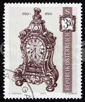 Postage stamp Austria 1970 Bracket Clock, 1720-60