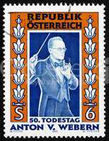 Postage stamp Austria 1995 Anton von Webern, Composer