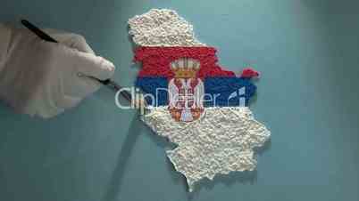 Serbia - map and flag - artist