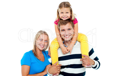 Photo of a cheerful family enjoying