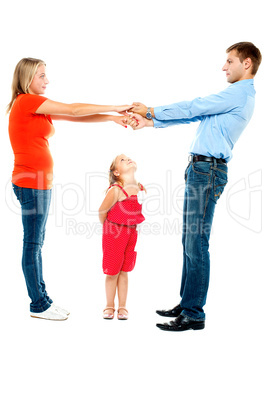 Playful family of father, mother and daughter