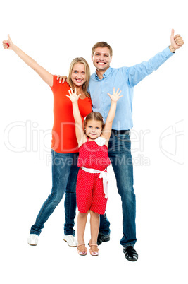 Beautiful smiling family. Father, mother and daughter