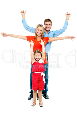 Fun loving family. Full length portrait