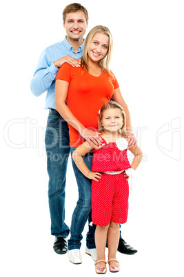 Full length portrait of adorable caucasian family