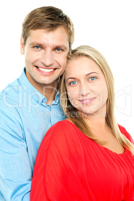 Profile shot of an adorable young love couple