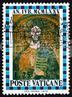 Postage stamp Vatican 1974 Christ, St. Peter?s Basilica