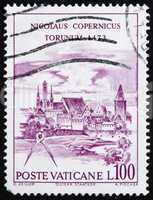Postage stamp Vatican 1973 View of Torun, Nicolaus Copernicus