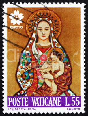 Postage stamp Vatican 1970 Japanese Virgin and Child, by Domoto