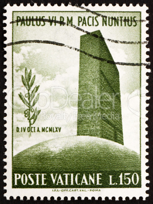 Postage stamp Vatican 1965 UN Headquarters and Olive Branch
