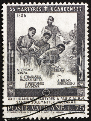 Postage stamp Vatican 1964 Uganda Martyrs