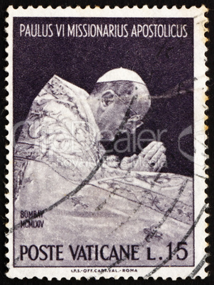 Postage stamp Vatican 1964 Pope Paul VI at Prayer