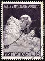 Postage stamp Vatican 1964 Pope Paul VI at Prayer