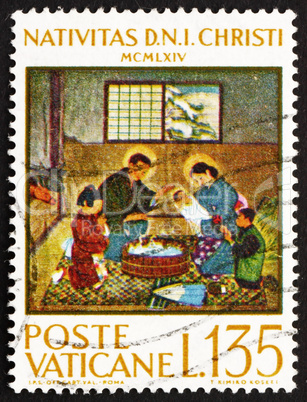 Postage stamp Vatican 1964 Japanese Nativity Scene, by Kimiko Ko