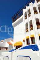 Building with terrace of luxury hotel, Tenerife island, Spain