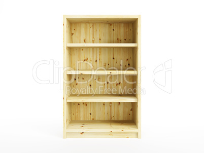 isolated empty pine shelf