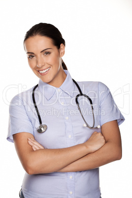 Friendly confident woman family doctor