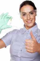 Lab technician giving a thumbs up