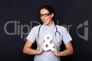 Doctor holding an ampersand symbol