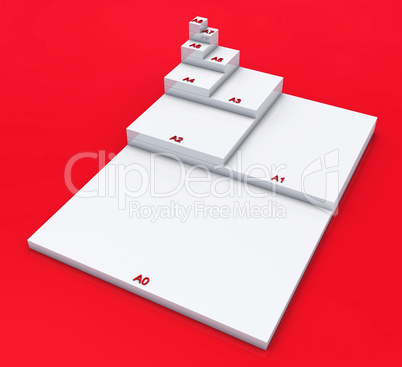 3D DIN Format Konzept A0 bis A8 - Weiß auf Rot 02