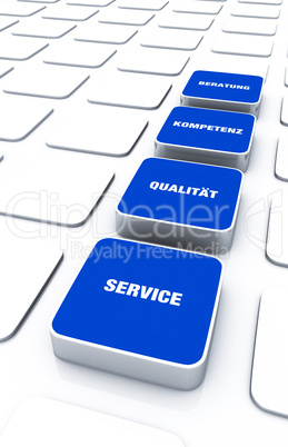 Quader Konzept Blau - Beratung Kompetenz Qualität Service 9