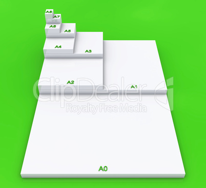 3D DIN Format Konzept A0 bis A8 - Weiß auf Grün 02