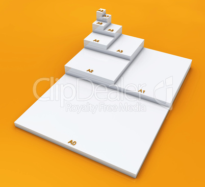 3D DIN Format Konzept A0 bis A8 - Weiß auf Orange 02