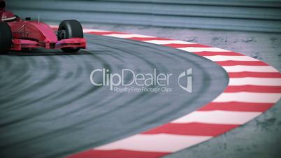 F1 red bolide in slow motion. Beautiful 3d animation. Loopable. HD 1080.