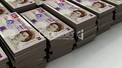 Stacks of £20 banknote (loop)