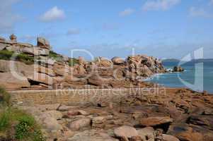 Brittany, pink granit rocks in Ploumanac h