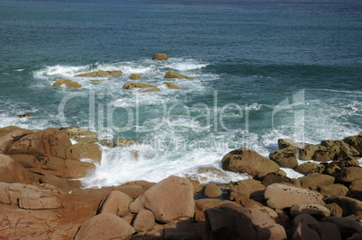 Brittany, pink granit rocks in Ploumanac h