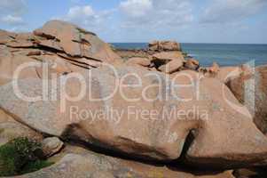 Brittany, pink granit rocks in Ploumanac h