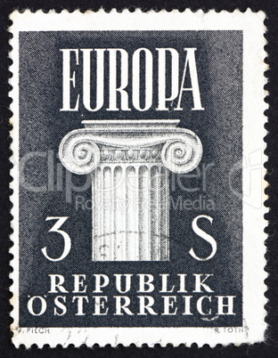 Postage stamp Austria 1960 Ionic Capital, United Europe