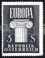 Postage stamp Austria 1960 Ionic Capital, United Europe