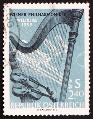 Postage stamp Austria 1959 Orchestral Instruments