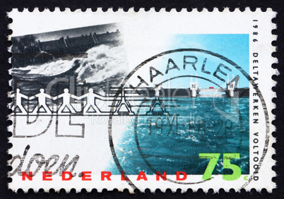 Postage stamp Netherlands 1986 Barrier Withstanding Flood