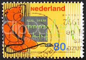 Postage stamp Netherlands 1992 Teddy Bear and Stethoscope, Cardi