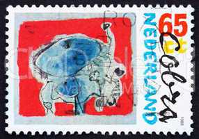 Postage stamp Netherlands 1987 Stag Beetle, Painting by Corneill