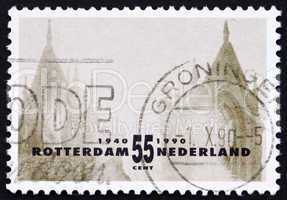 Postage stamp Netherlands 1990 Rotterdam Reconstruction